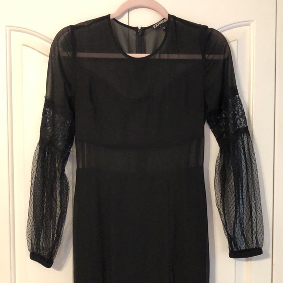 Express Black Lace Bandeau Maxi Goth Dress Size 2 - Picture 3 of 7